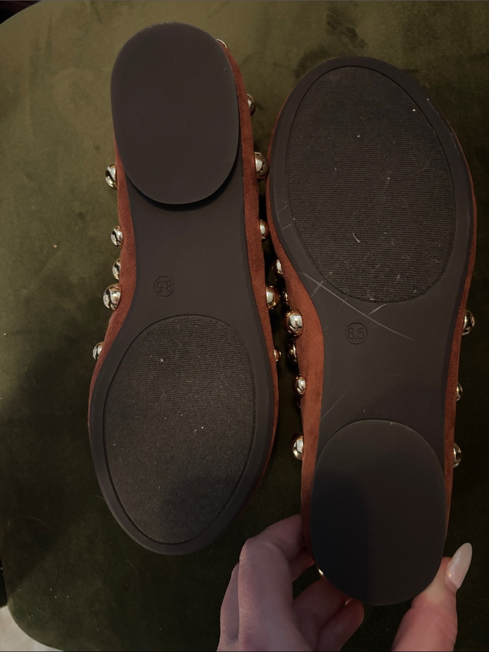 NEW Abound Women's Brown Suede Studded Ballet Flats size 8.5 - Picture 2 of 4